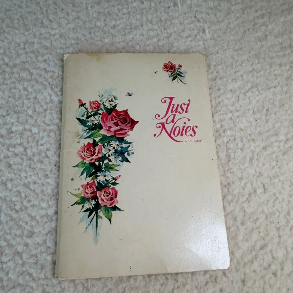 Vintage Floral Stationery Set “Just a Note” Current Roses Daisies Cards Set 14